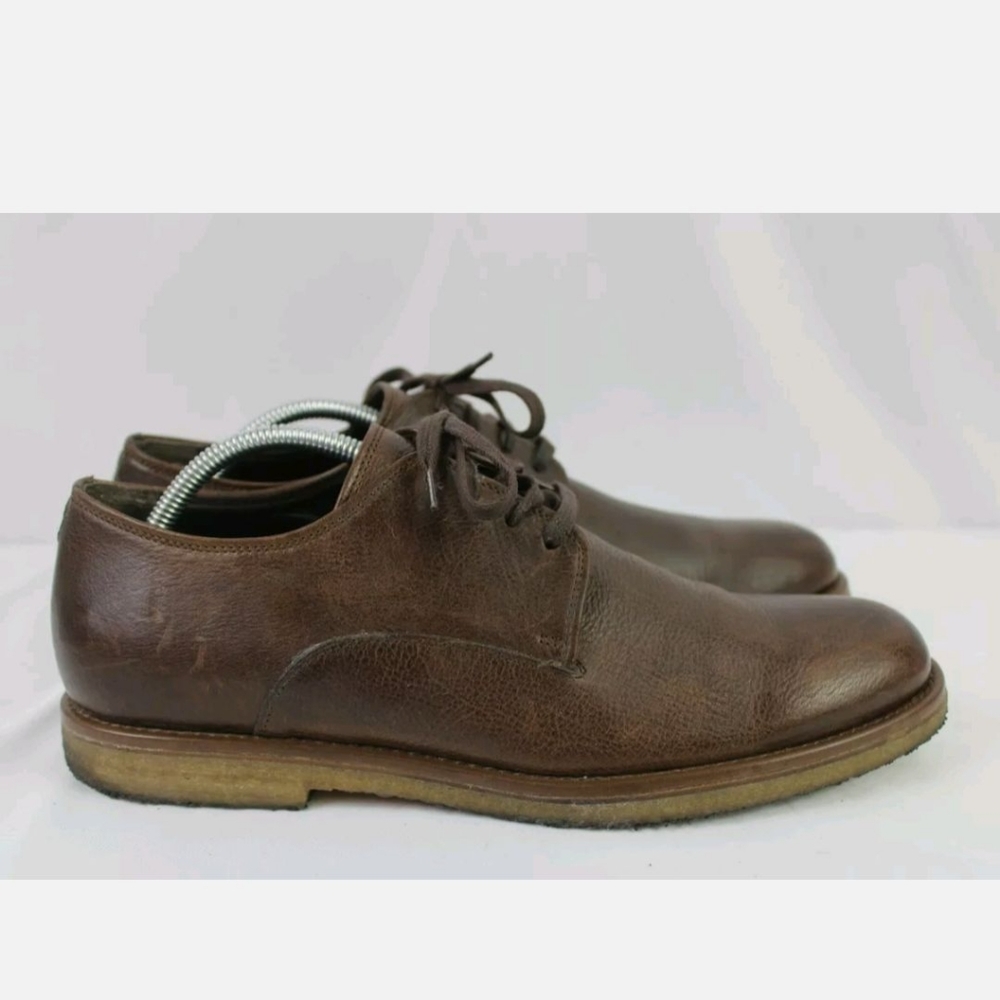 Allen Edmonds Southside Size 10 D Brown Plain Toe Blucher Dress Casual Tie Shoes